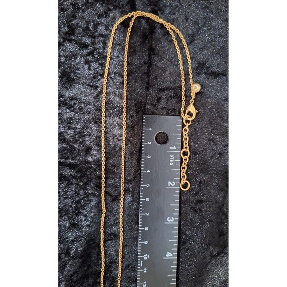 EUC J. Crew Gold Tone Pave' Crystal Circle & Square Pendant Necklace-Excellent C - Picture 5 of 5